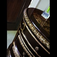 French style wood carved oval nightstand 2