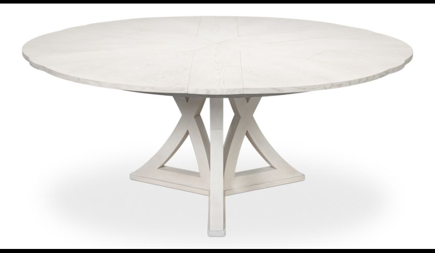 sarreid jupe expanding round to round dining table in working white