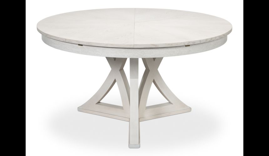 sarreid jupe expanding round to round dining table in working white