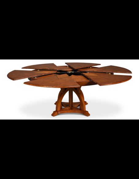 Jupe table self storing leaves, walnut, white oak center