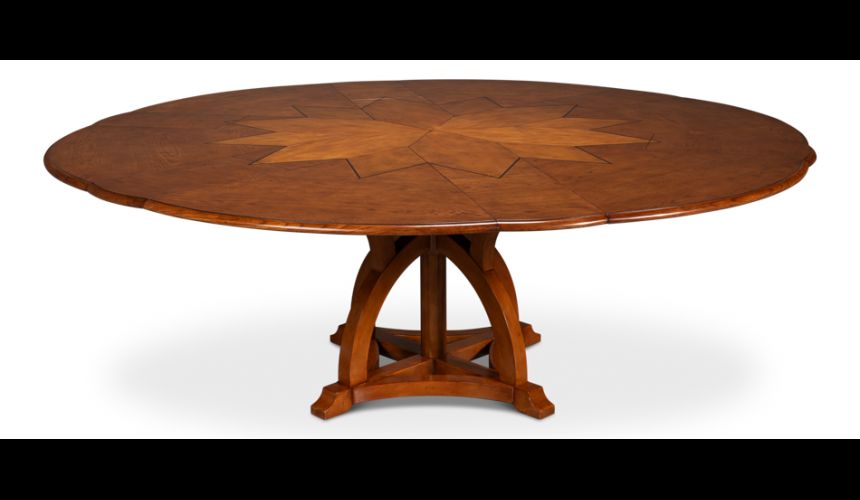 Jupe table self storing leaves, walnut, white oak center