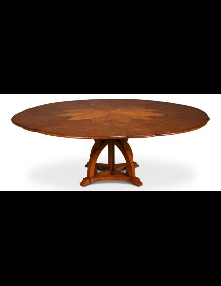 Jupe table self storing leaves, walnut, white oak center