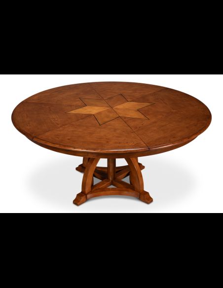 Jupe table self storing leaves, walnut, white oak center