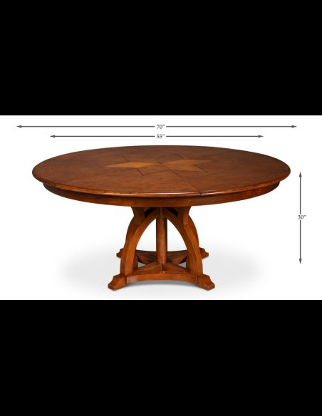 Jupe table self storing leaves, walnut, white oak center