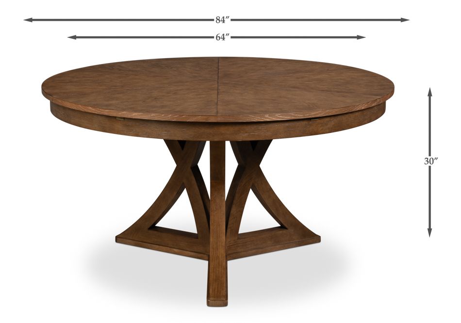 Oak round-to-round dining table