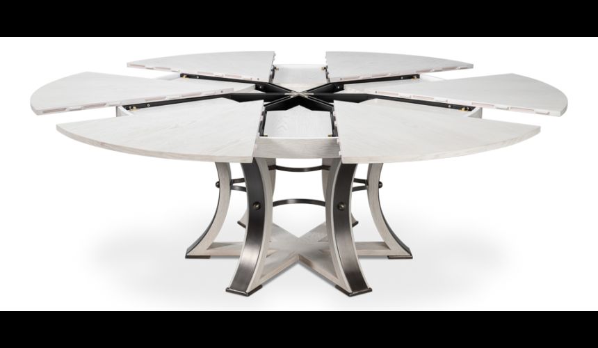 Large round table with self storing leaves 84