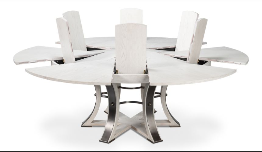 Large round table with self storing leaves 84
