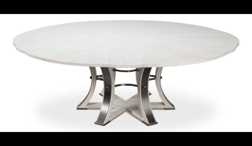 Large round table with self storing leaves 84