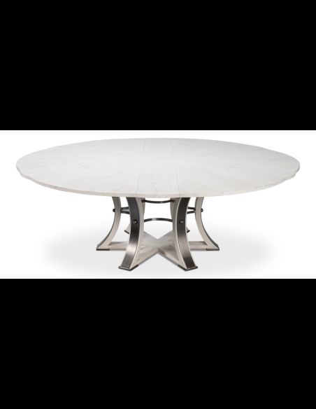 Large round table with self storing leaves 84