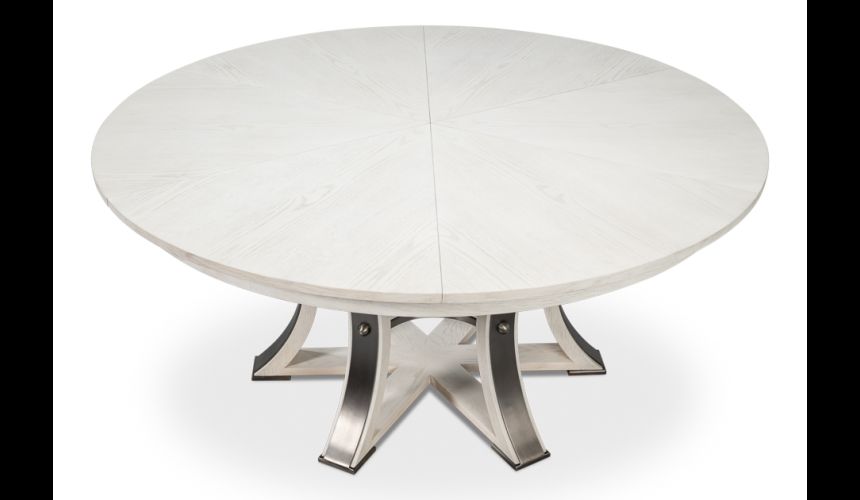 Large round table with self storing leaves 84