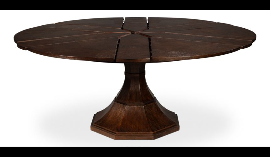 70 round to round extending table with self storing leaves