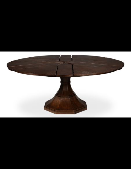 70 round to round extending table with self storing leaves