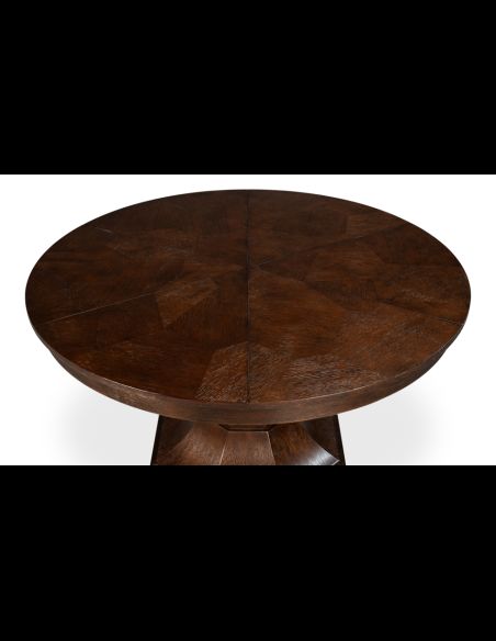 70 round to round extending table with self storing leaves