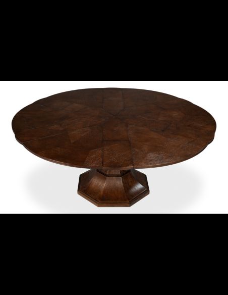 70 round to round extending table with self storing leaves