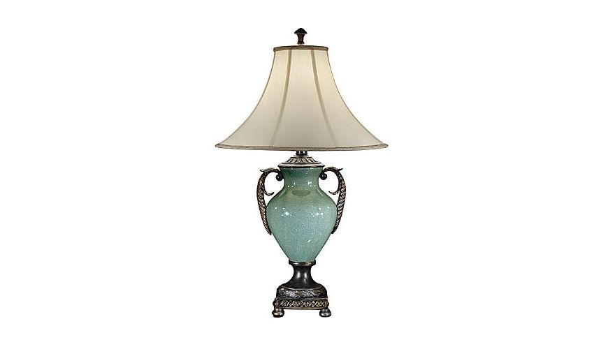 Lighting Ornate Aqua Porcelain Lamp