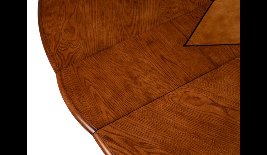 edge of Dining Tables 84 Jupe table self storing leaves, walnut, white oak center detail.