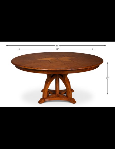 Dining Tables 84 Jupe table self storing leaves, walnut, white oak center detail.