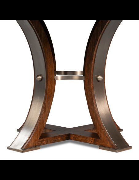 Round table with self-storing leaves. Palladio finish on oak wood
