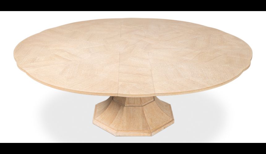 Bleached Oak stained quarter sawn oak expanding round to round dining table