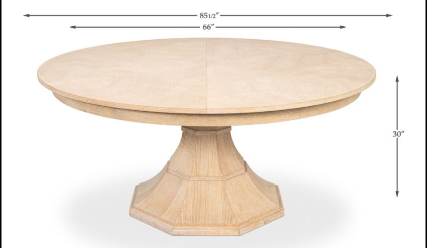 Bleached Oak stained quarter sawn oak expanding table