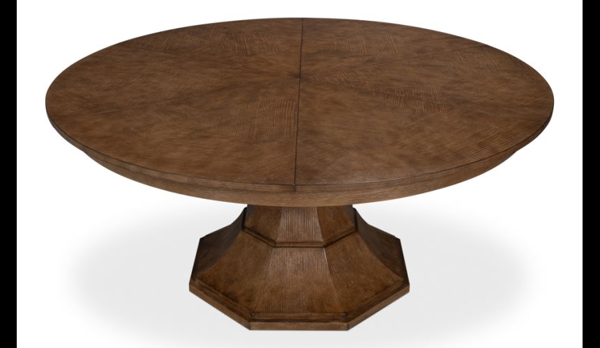 round extending table with self storing leaves