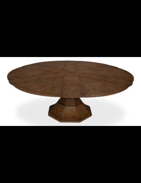 84 round to round extending table with self storing leaves