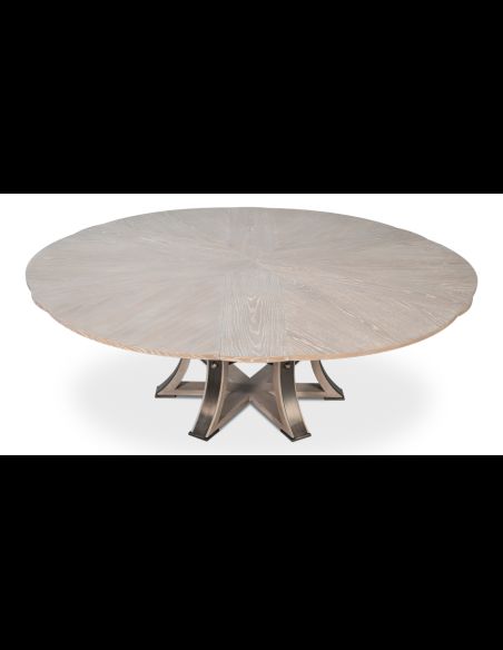 Large round table with self storing leaves moon glow
