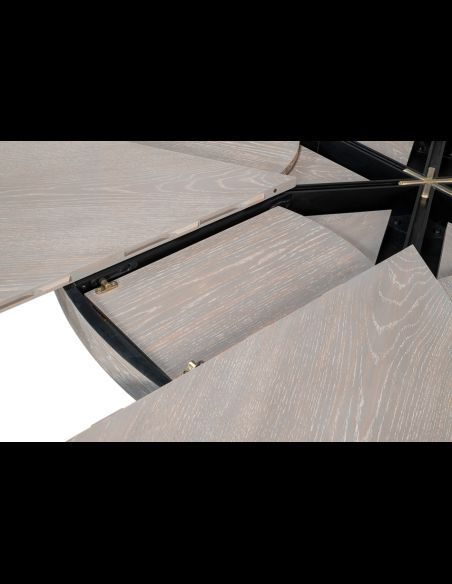 Large round table with self storing leaves moon glow