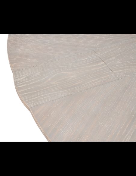 Large round table with self storing leaves moon glow