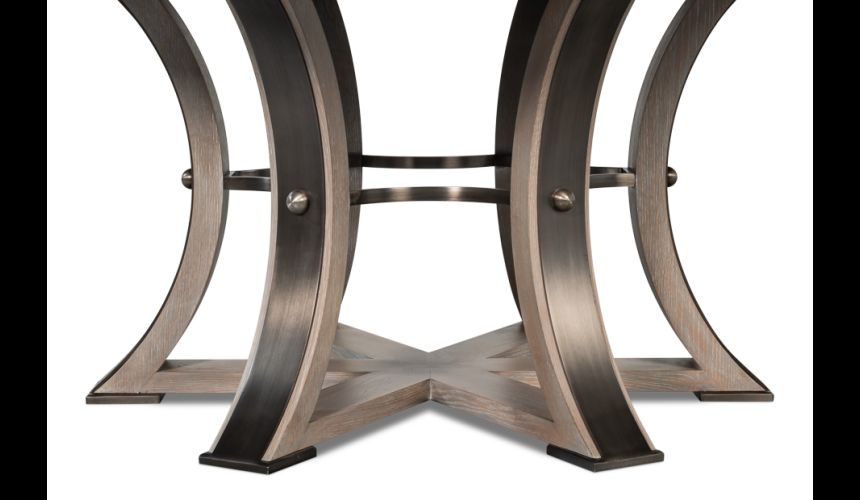 Large round table with self storing leaves moon glow