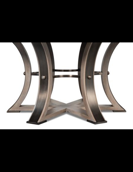 Large round table with self storing leaves moon glow