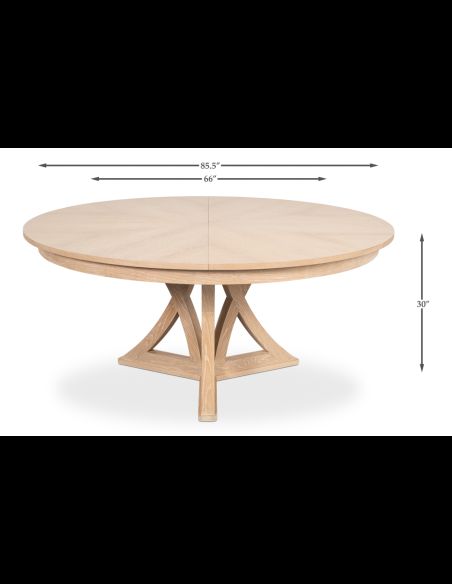 stylish and rustic expanding round-to-round shaped dining table