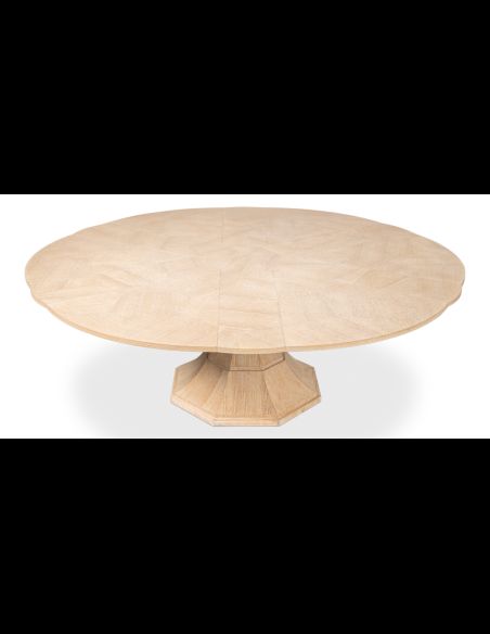 Bleached Oak stained quarter sawn oak expanding round to round dining table