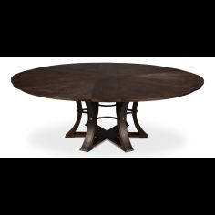 Large round table with self storing leaves Burnt Brown 2