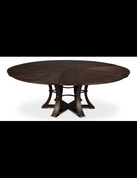 Large round table with self storing leaves Burnt Brown
