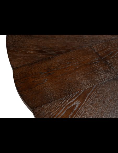 Large round table with self storing leaves Burnt Brown