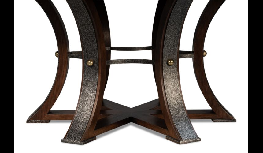 Large round table with self storing leaves Burnt Brown
