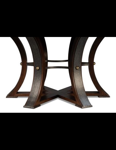 Large round table with self storing leaves Burnt Brown