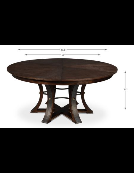 Large round table with self storing leaves Burnt Brown