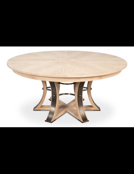 Large round table with self storing leaves Bleached Oak