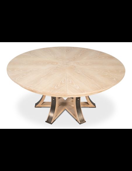 Large round table with self storing leaves Bleached Oak