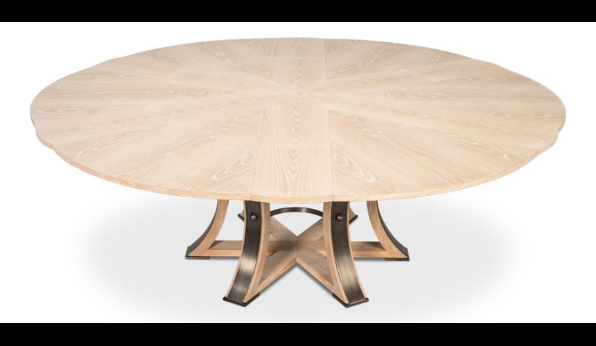 Large round table with self storing leaves Bleached Oak