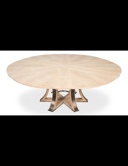 Large round table with self storing leaves Bleached Oak