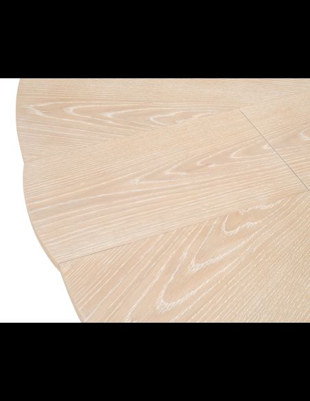 Bleached Oak color jupe table with textured iron details
