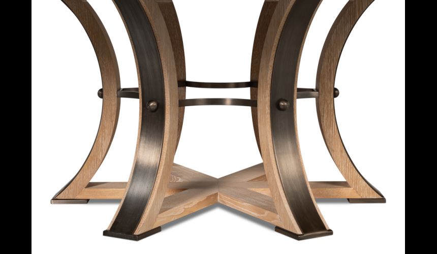 Large round table with self storing leaves Bleached Oak