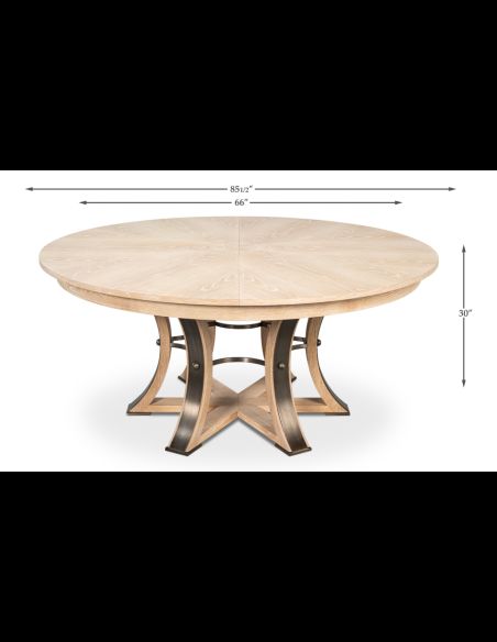 Bleached Oak color jupe table with textured iron details