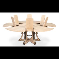 Bleached Oak color jupe table with textured iron details 2
