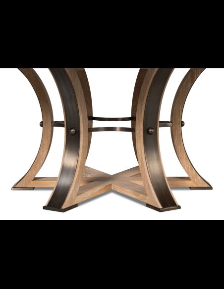 Seventy round table with self storing leaves Bleached Oak