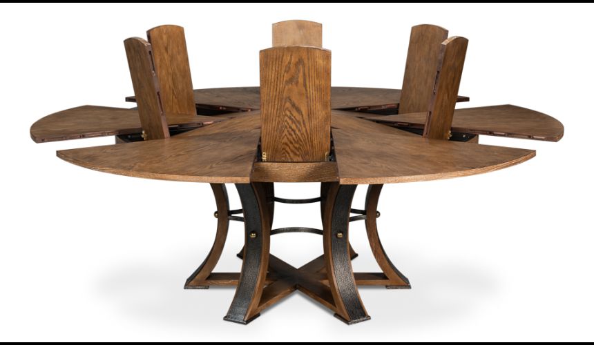 Large round table with self storing leaves Light Mink