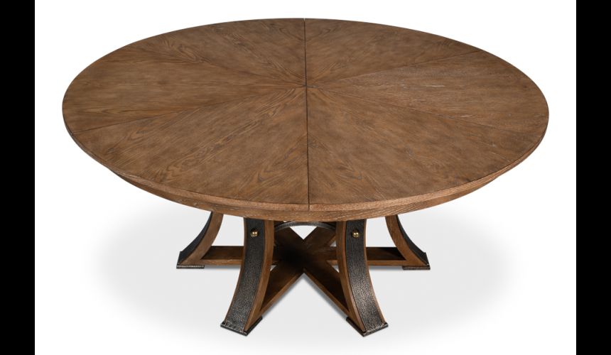 Large round table with self storing leaves Light Mink